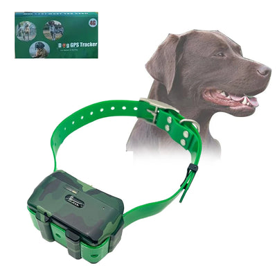 4G waterproof GPS pet tracker collar with real-time tracking, strobe light, and long-lasting 4000mAh battery.