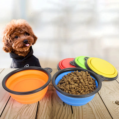 Large collapsible silicone dog bowl for travel and outdoor use