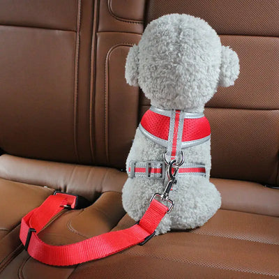 Adjustable heavy-duty dog car seat belt harness for safe pet travel