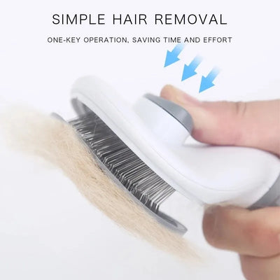 Soft rubber pet hair brush removing loose fur from a dog’s short coat