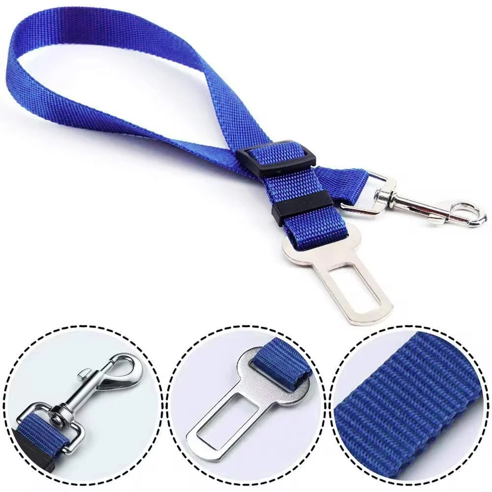 Adjustable heavy-duty dog car seat belt harness for safe pet travel